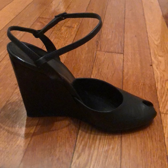 Balenciaga | Black Leather Peep Toe Wedges | EU size 37.5 - Picture 2 of 6